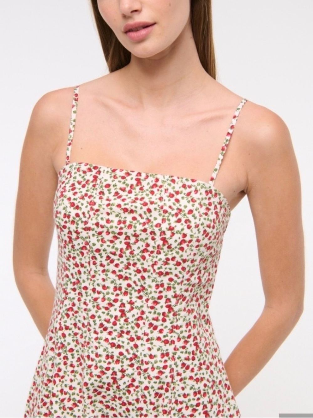 NWT Abercrombie and Fitch Mila dress (tiny strawberry print) removable straps